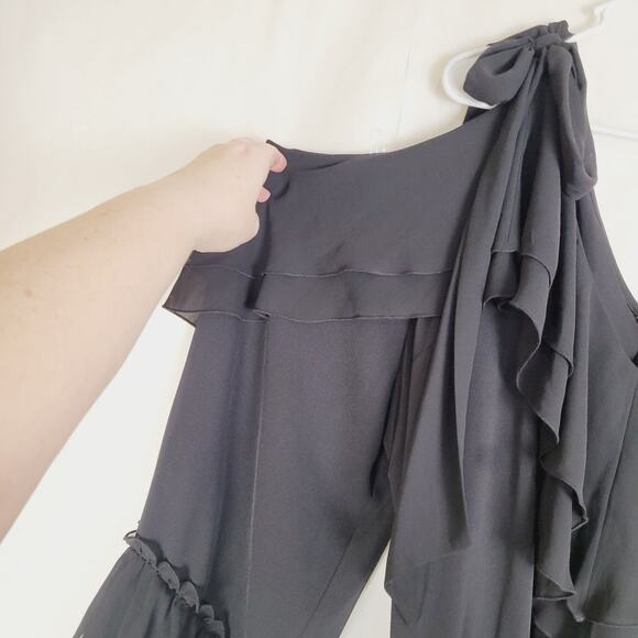 Rodarte x Universal Standards black ruffled wide leg jumpsuit Size 2XL Boho Glam - Picture 7 of 14